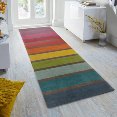 Dunelm Juno Striped Wool Runner Red, Yellow and Blue