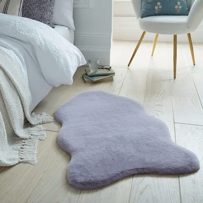 Dunelm Supersoft Single Pelt Faux Fur Rug Supersoft Lilac