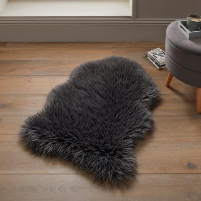 Dunelm Luxe Single Pelt Faux Sheepskin Rug Luxe Charcoal