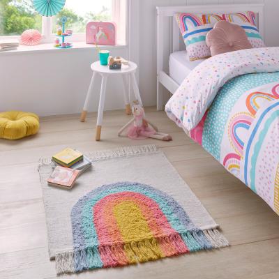 Dunelm Rainbow Tassel Square Rug MultiColoured