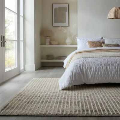 Dunelm Wyatt Wool Textured Check Rug