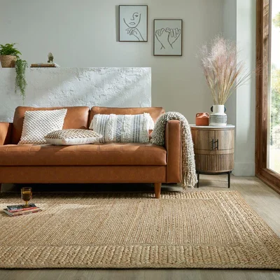 Dunelm Jute Braid Border Rug Natural