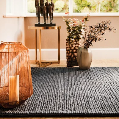 Dunelm Fusion Textured Wool Rug Fossil
