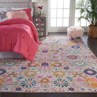Dunelm Silver Passion Rug Multi-Coloured/Pink
