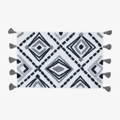 Dunelm Nomadic Monochrome Tufted Bath Rug Black and white
