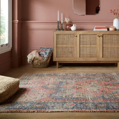 Dunelm Dua Jute Traditional Rug Pink