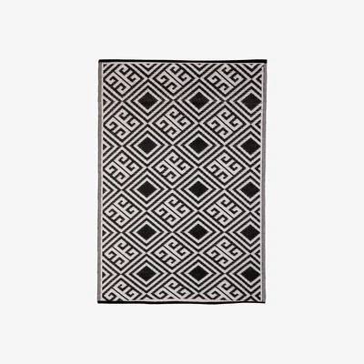Dunelm Fallen Fruits Outdoor Reversible Outdoor Rug Black and white