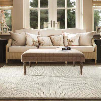 Dunelm Fusion Textured Wool Rug Ivory