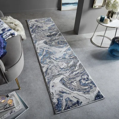 Dunelm Marbled Runner Marbled Navy