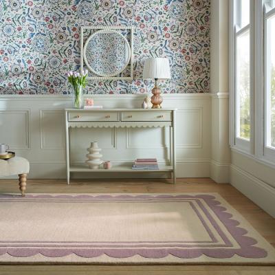 Dunelm Lois Scallop Border Wool Rug Purple