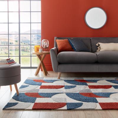 Dunelm Elements Marne Rug Red/Blue/White