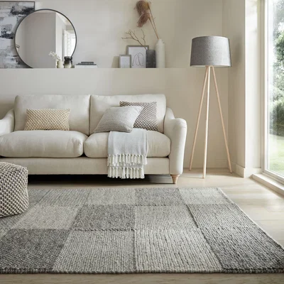 Dunelm Pebble Patchwork Rug Grey