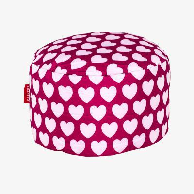 Dunelm Pink Hearts Footstool Pink and White