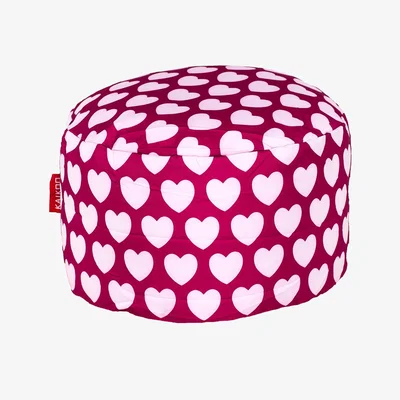 Dunelm Pink Hearts Footstool Pink and White