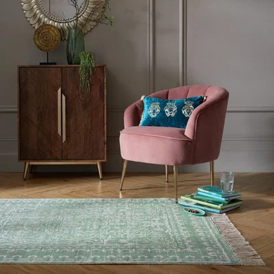 Dunelm Medallion Cotton Rug Green/White