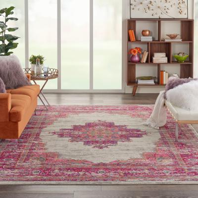 Dunelm Ivory and Fuchsia Passion Rug Pink