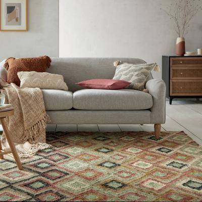 Dunelm Marcella Jute Flatweave Rug Beige, Green and Black