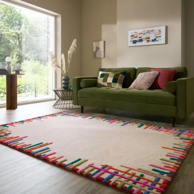 Dunelm Sketch Border Wool Rug