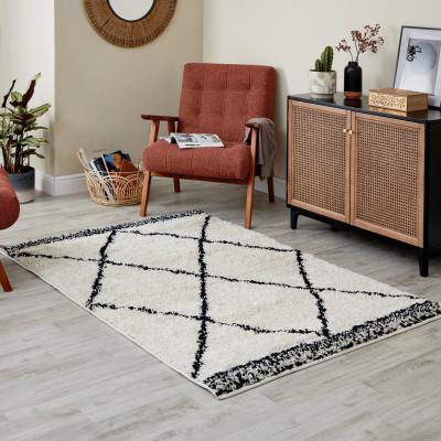 Dunelm Berber Monochrome Rug Black and white
