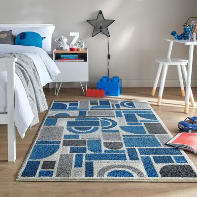 Dunelm Brooklyn Shapes Rug Blue