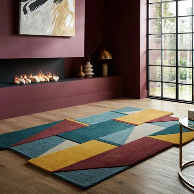 Dunelm Shuffle Shaped Wool Rug