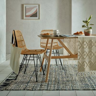 Dunelm Diamond Denim Mix Flatweave Rug Blue and White