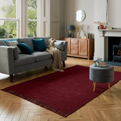 Dunelm Quinn Chenille Rug Quinn Claret