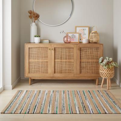 Dunelm Jute Stripe Rag Rug MultiColoured