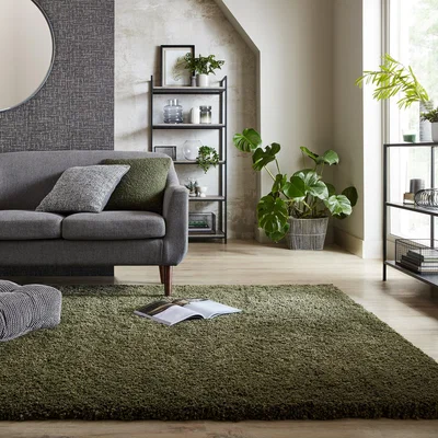 Dunelm Slumber Shaggy Rug Olive