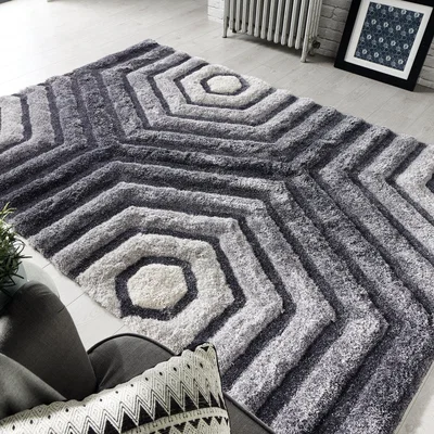 Dunelm Hexagon Rug Grey