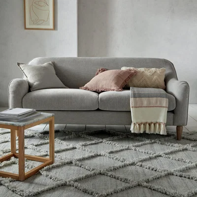 Dunelm Thea Fringe Rug Silver