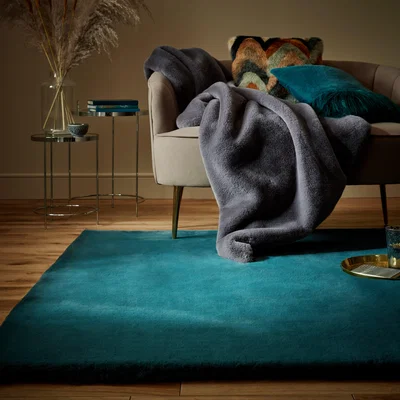 Dunelm Plush Faux Fur Rug Faux Fur Plush Peacock