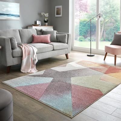 Dunelm Remy Rug Pink, Beige and Grey
