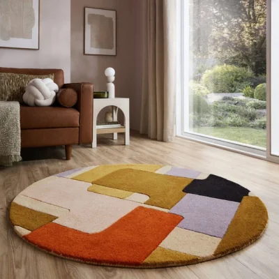 Dunelm Jax Geometric Modern Wool Round Rug