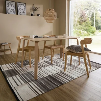 Dunelm Marlin Striped Geometric Wool Rug