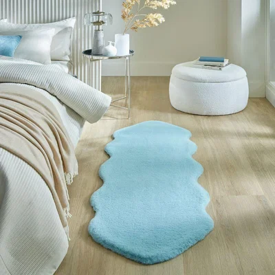 Dunelm Supersoft Double Pelt Faux Fur Rug Supersoft Duck Egg Blue