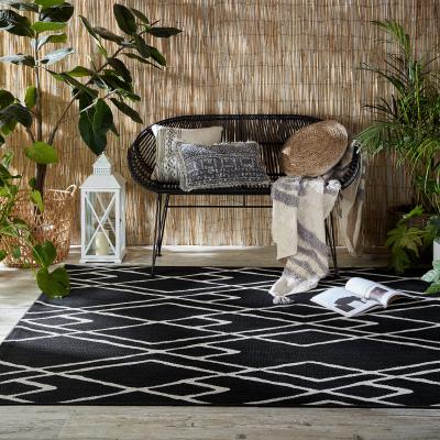 Dunelm Geo Diamond Indoor Outdoor Rug Black and white