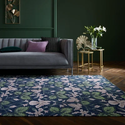 Dunelm Iris Chenille Floral Rug