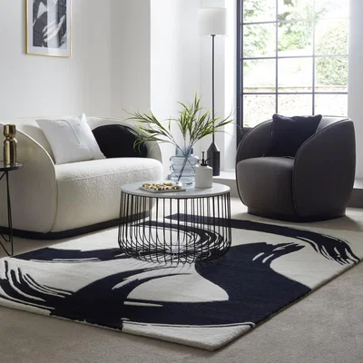 Dunelm Contour Abstract Rug Contour Abstract Monochrome