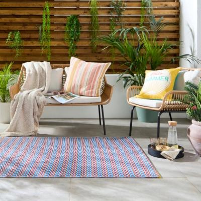 Dunelm Zig Zag Bright Stripe Indoor Outdoor Rug