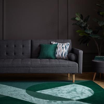 Dunelm Taro Wool Mix Rug Green and Grey