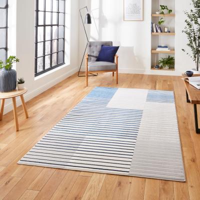 Dunelm Apollo Abstract Stripe Washable Rug Navy (Blue)