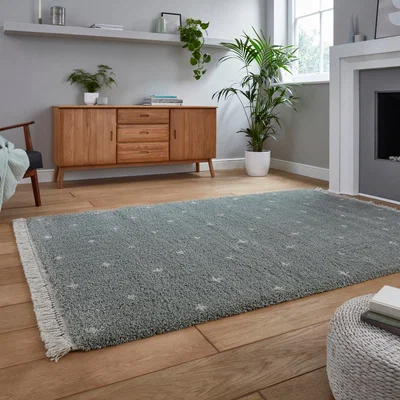 Dunelm Boho A475 Rug Green/White