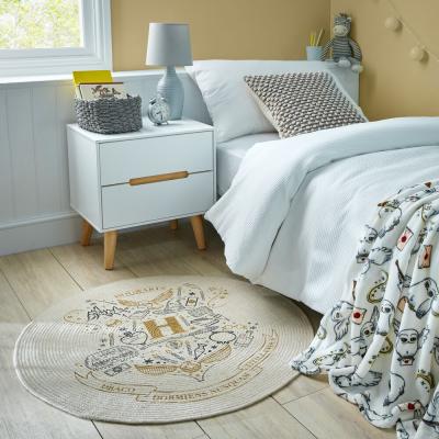 Dunelm Harry Potter Hogwarts Cotton Round Rug Natural