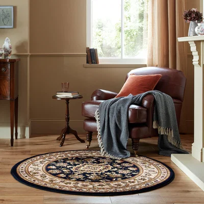 Dunelm Sherborne Round Rug Blue