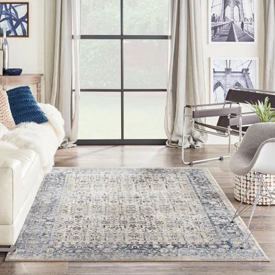 Dunelm Malta 4 Rug Blue/Natural