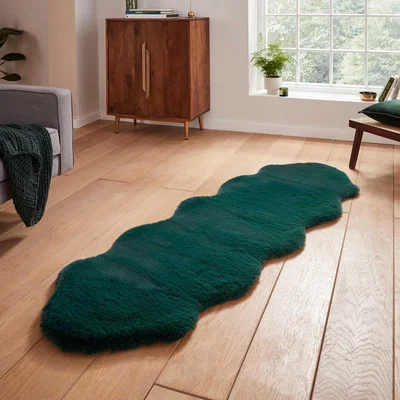 Dunelm Super Teddy Sheepskin Rug Green