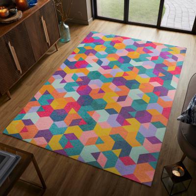 Dunelm Match Axel Geo Washable Rug MultiColoured
