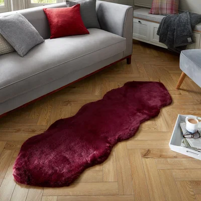 Dunelm Supersoft Double Pelt Faux Fur Rug Red