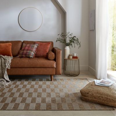 Dunelm Checkerboard Indoor Outdoor Rug Natural